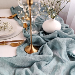 Gauze table runner for wedding, Sage table runner,  Aisle runner wedding, Rustic wedding decor RU-105