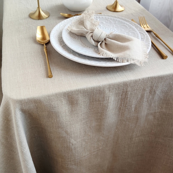 Natural softened linen tablecloth 40 + colors, Wedding large table cloth rectangular, Washed soft linen tablecloth round, Custom size