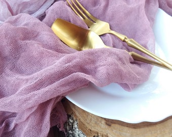 Wedding Dusty mauve Table Runner decor, Cheese cloth table runner, Rustic wedding decor  RU-021