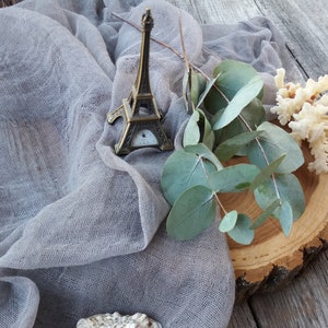 Boho gauze table runner for wedding decor, Stone cheesecloth custom tablecloth table centerpiece, Chair decoration Aisle runner decor