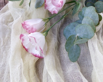 Farmhouse Ivory gauze table runner, Rustic wedding decor, Boho table runner, Cheese cloth table runner,  RU-045