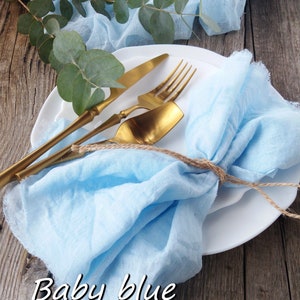 Baby blue wedding napkins for rustic table decor, Cloth dinner napkins, Cotton gauze napkins for country wedding, Dinner napkins bulk