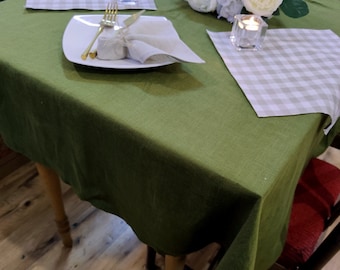 Linen tablecloth 40 + colors, Washed soft green linen tablecloth, Custom size