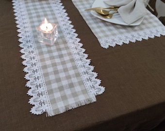 Dark brown Washed linen tablecloth, Small linen tablecloth, Custom size