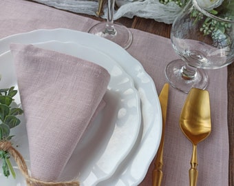 Dusty pink linen table runner,  Linen table topper, Kitchen table runner, Linen tablecloth