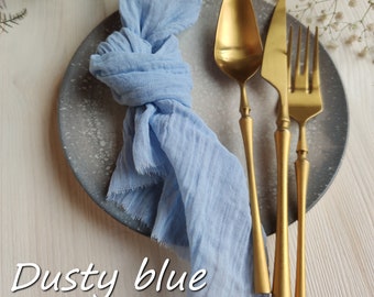 Dusty blue gauze napkins for wedding, Cheesecloth napkins, Cloth dinner napkins