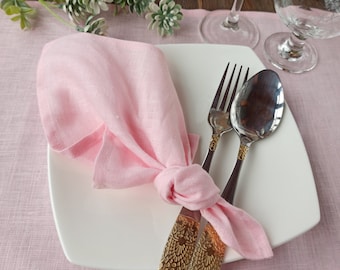 Light pink linen napkins, Cloth napkins for Wedding, Washed linen dinner napkins, Organic linen napkins, Flax napkin LN - 120