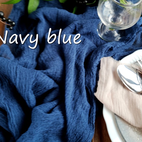 Navy Blue Wedding Table Runner Blue Gauze Table Centerpiece Etsy