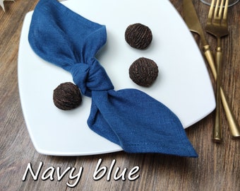 Linen napkins for wedding table decor, Navy blue cloth napkins for rustic home decor, Cocktail dinner napkins Reusable napkins