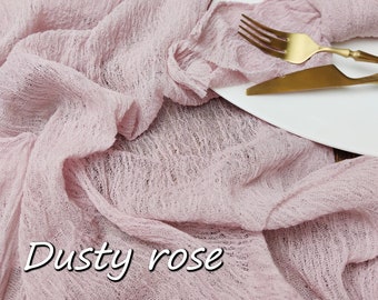 Wedding decor Dusty rose  gauze table runner, Rustic farmhouse decor,  Cheese cloth table runner RU-108