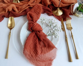 Terracotta napkins for wedding, Cloth dinner napkins, Cotton gauze napkins Boho party napkins