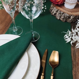 Dark green linen viscose table runner,  Home decor, Christmas table runner. Holiday decor table cloth