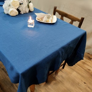 Navy blue tablecloth. Soft linen tablecloth, Washed linen tablecloth 40 colors, Wedding large table cloth, Custom size