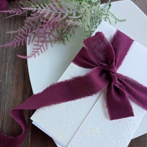 Nastro di cotone Borgogna, Invito nastro di nozze, nastro per bouquet, Foto Props