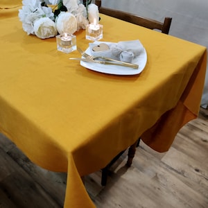 Hochzeit große Tischdecke, Gewaschene Leinen Tischdecke 40 Farben, Gewaschene weiche Leinen Tischdecke