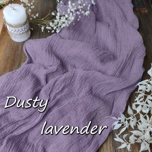 Rustic wedding decor for centerpiece, Dusty lavender gauze table runner, Boho table runner RU-106