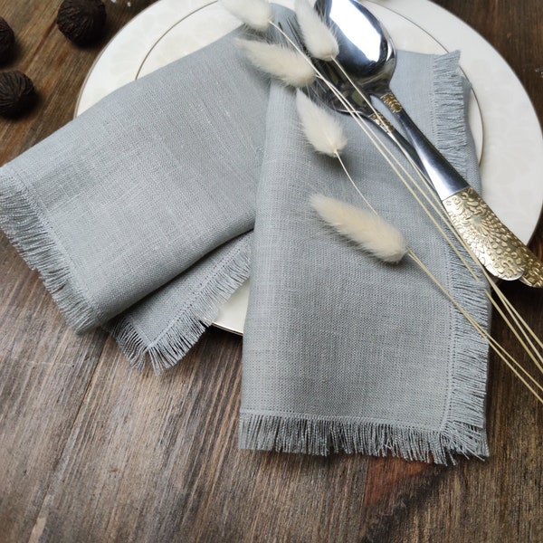 Light gray Linen napkin bulk, linen napkins set of 4, 6, 8, 10, 12, Wedding napkins LN - 134