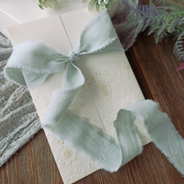 Sage brush cotton ribbon, Wedding ribbon invitation, Hand dyed Ribbon, Photo Props