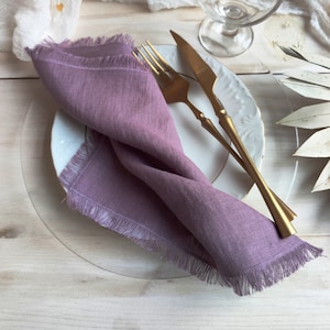 Mauve napkin wedding, Fringed linen napkins bulk, Сloth napkins