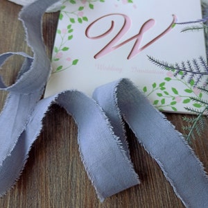 Hand dyed Ribbon, Gray cotton ribbon, Wedding ribbon invitation,  Photo Props