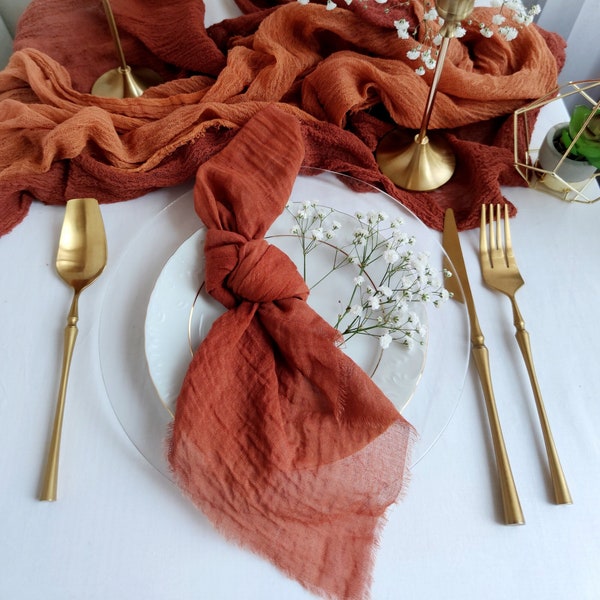 Terracotta napkins for wedding, Cloth dinner napkins, Cotton gauze napkins Boho party napkins