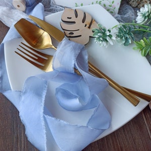 Nastro di seta azzurro tinto a mano, inviti, 100% SETA Arredamento matrimonio, nastri di seta Boho