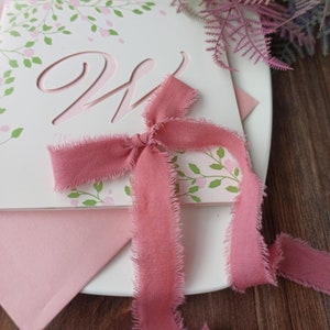 Nastro di quarzo rosa, invito a nastro di cotone di nozze, matrimonio vegano, confezione regalo