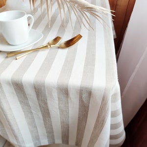 Linen tablecloth for wedding table decor 40 + colors,  Custom tablecloth round, oval, square, rectangular, Natural dinnig table cloth