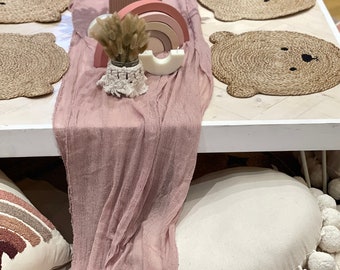 Dusty rose gauze table runner, Boho Cheesecloth Table Runner – Ideal for Wedding Table Decor & Centerpieces, Cheese cloth runner