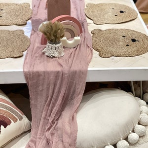 Runner da tavolo in garza rosa antico, runner da tavolo in garza Boho - Ideale per decorazioni da tavolo per matrimoni e centrotavola, runner in garza