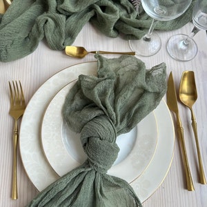 Runner da tavolo rustico in garza – Perfetto per decorazioni da matrimonio boho, centrotavola, runner da tavolo boho, tovaglioli in garza per matrimonio