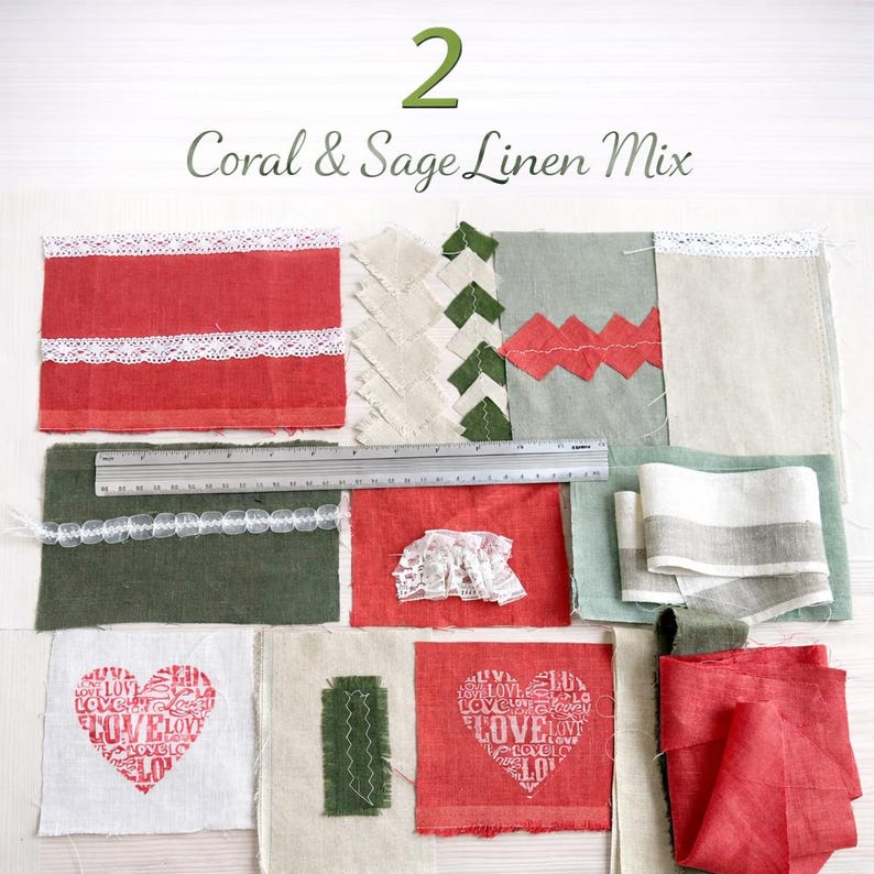 Linen Scrap Bundle – Rustic Fabric Pieces for Junk Journal, Slow Stitching & Textile Collage – Choose Your Set 2