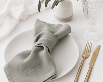 Sage Linen Napkins, Wedding Cloth Napkins, Dinner Napkins, Linen Wedding Napkins Bulk, Reusable Cocktail Napkins, Rustic Table Decor
