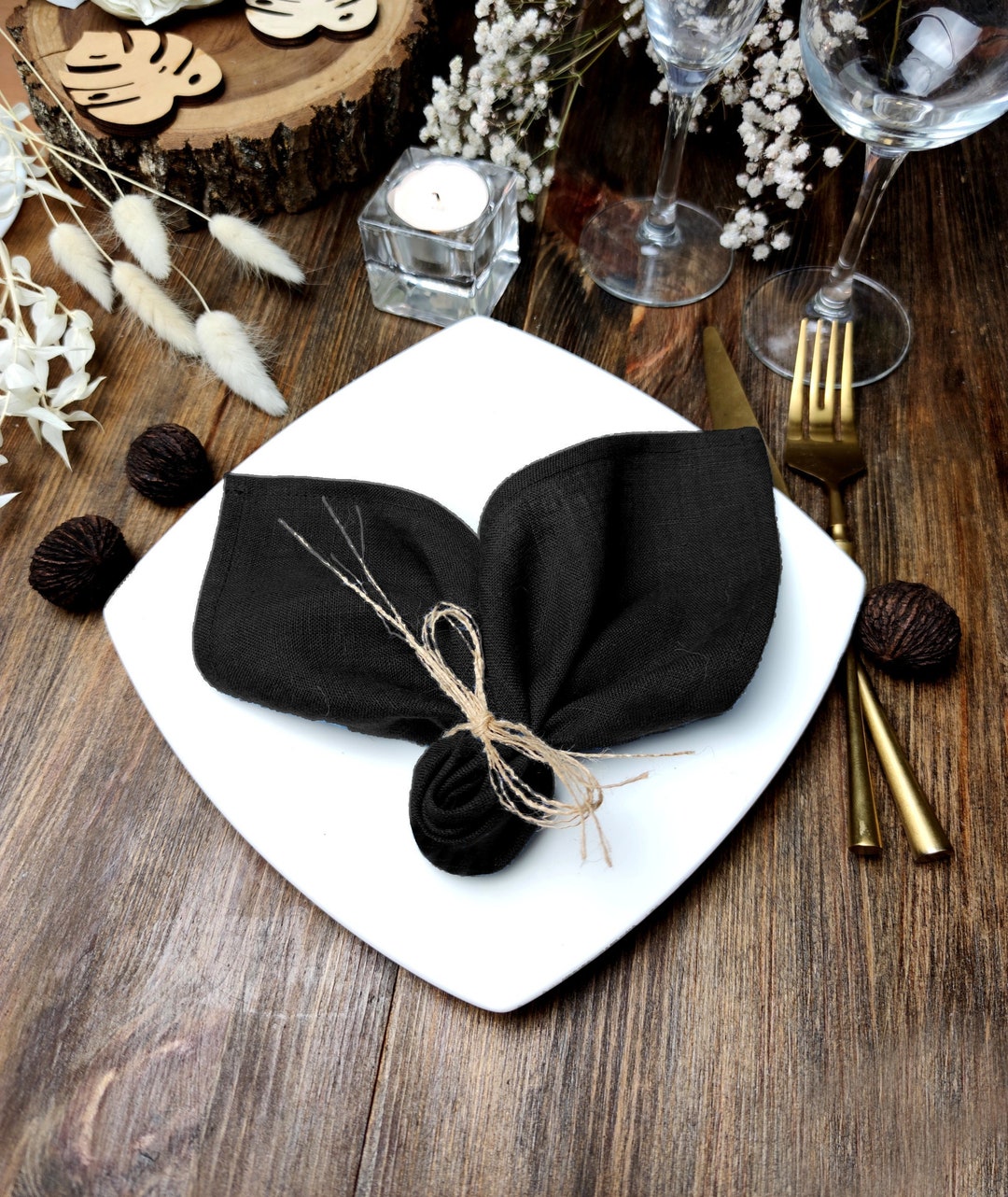 Black Linen Napkins Bulk, Cloth Napkins, Halloween Napkins LN 167 Etsy