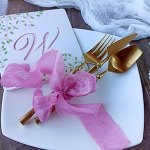 Nastro di seta rosa tinto a mano, 100% SETA, inviti di nozze avvolgere nastro, Perfetto per bouquet floreali