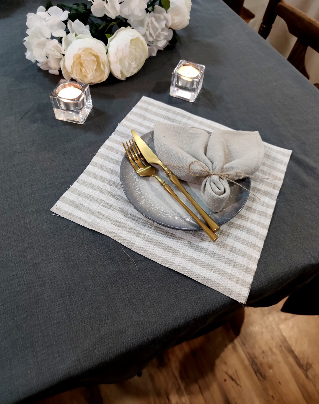 Lavendel Tischsets Aus Baumwoll-Leinen – Set Mit 4 Eleganten Blumenmotiven, Wasserabweisend & Rutschfest