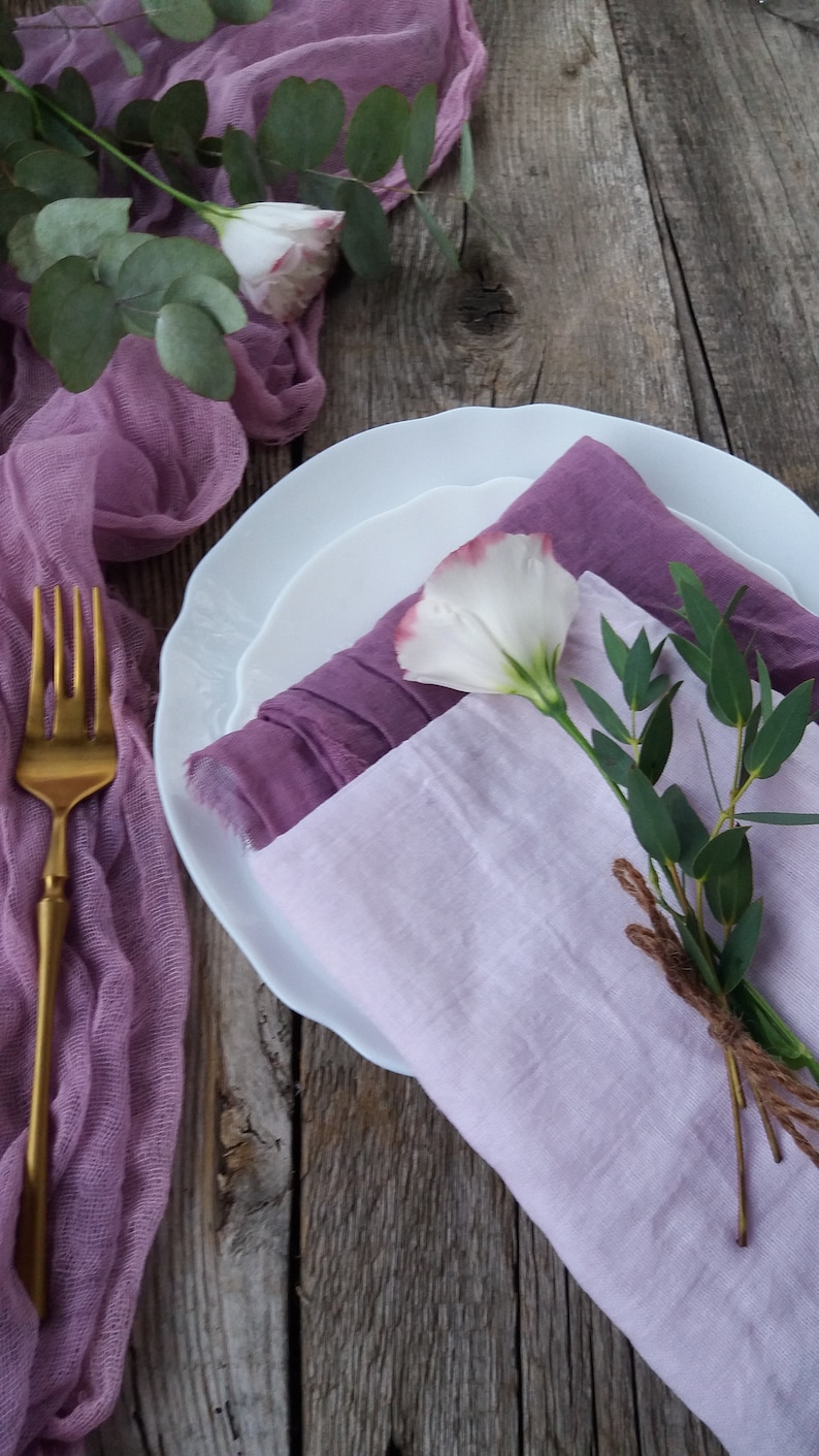 Wedding Dusty mauve Table Runner decor Cheese cloth table Etsy