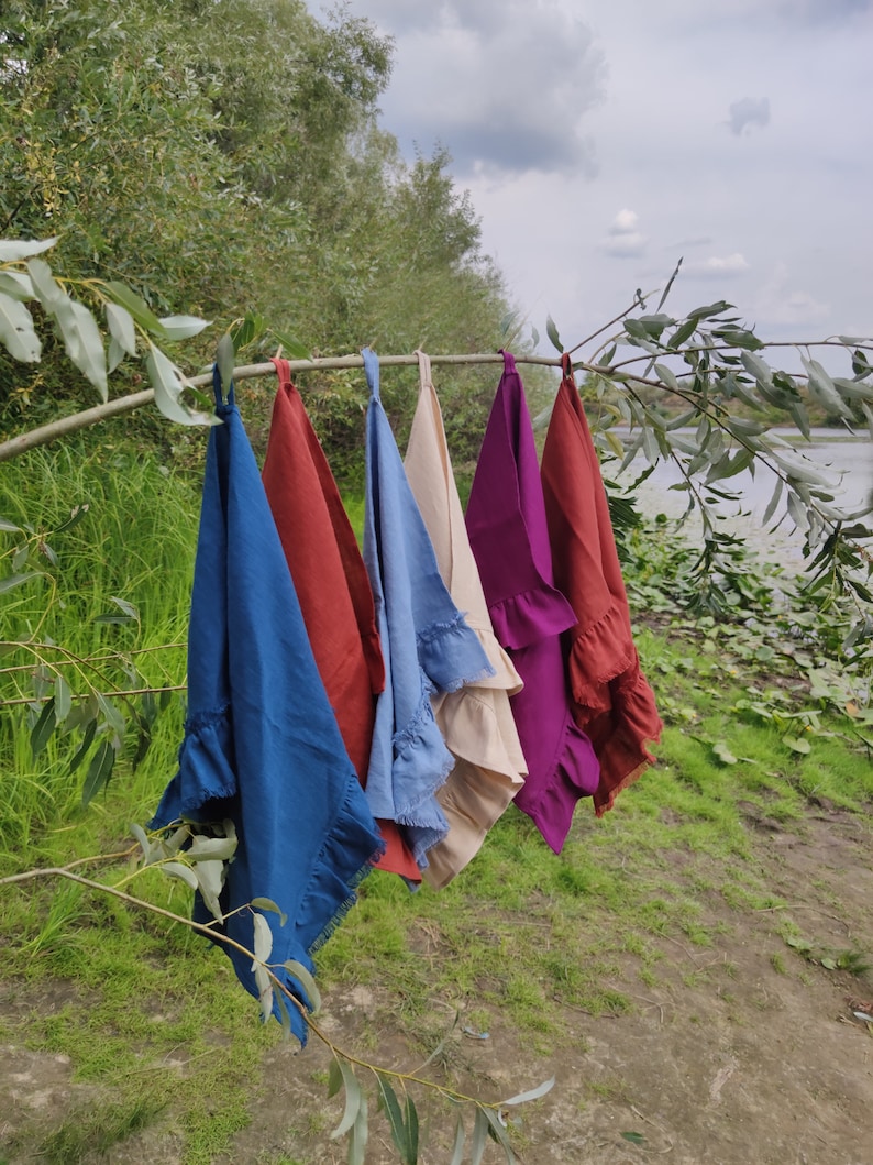 Ruffled Linen Tea Towel Linen Kitchen Towels Bulk Washed Etsy