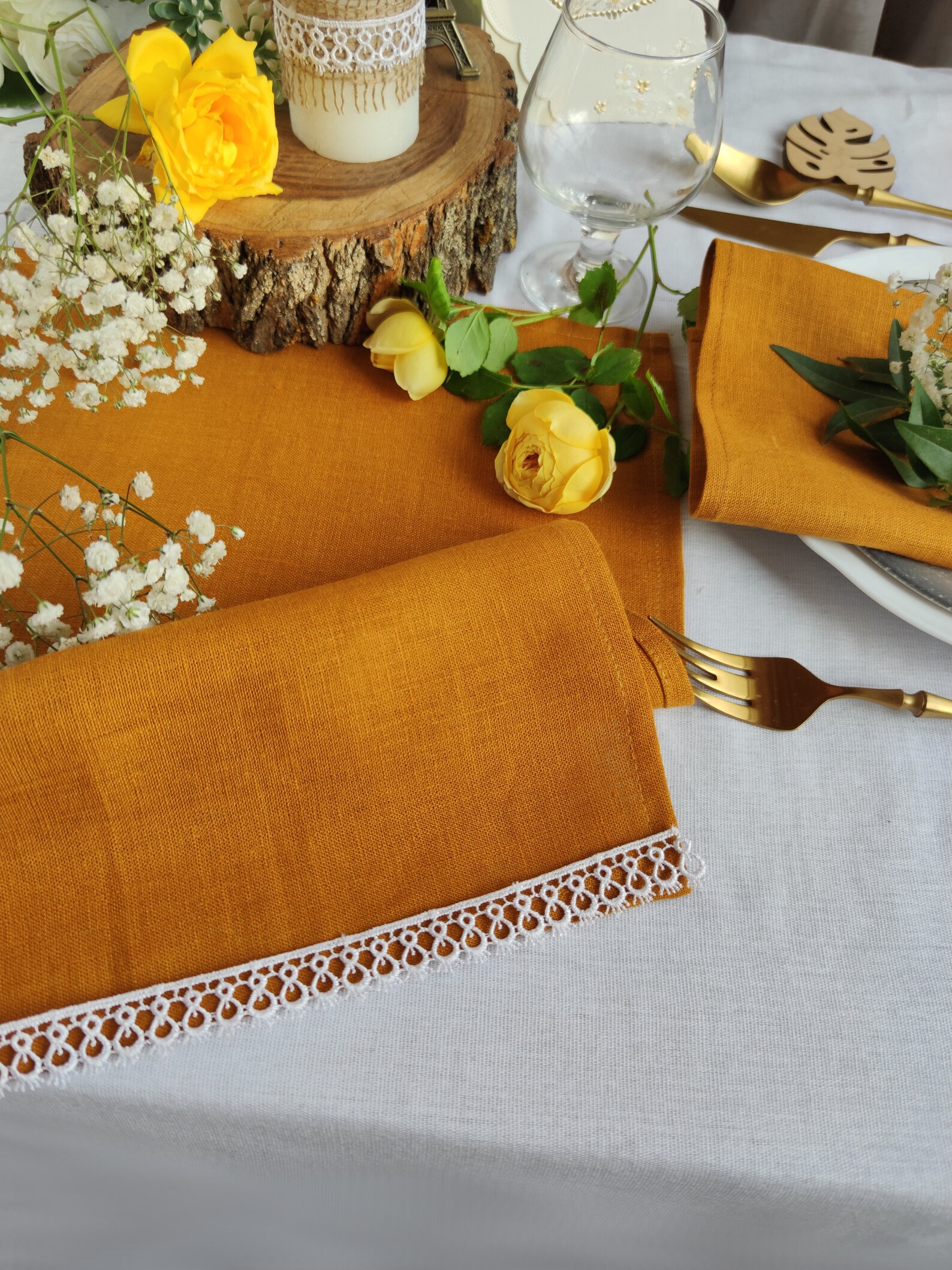 Sage Green Linen Table Runner With White Lace Linen Table Etsy