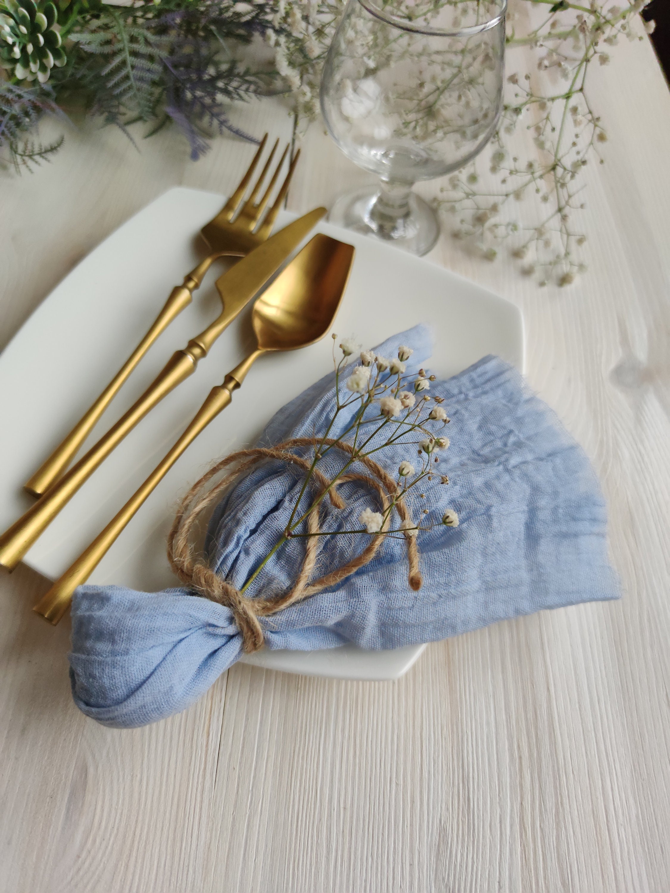 Dusty Blue Gauze Napkins for Wedding Cheesecloth Napkins Etsy Australia