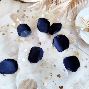 Rose petals for wedding, Dark blue Flower girl petals, Wedding decorations, Burlap heart rose petals