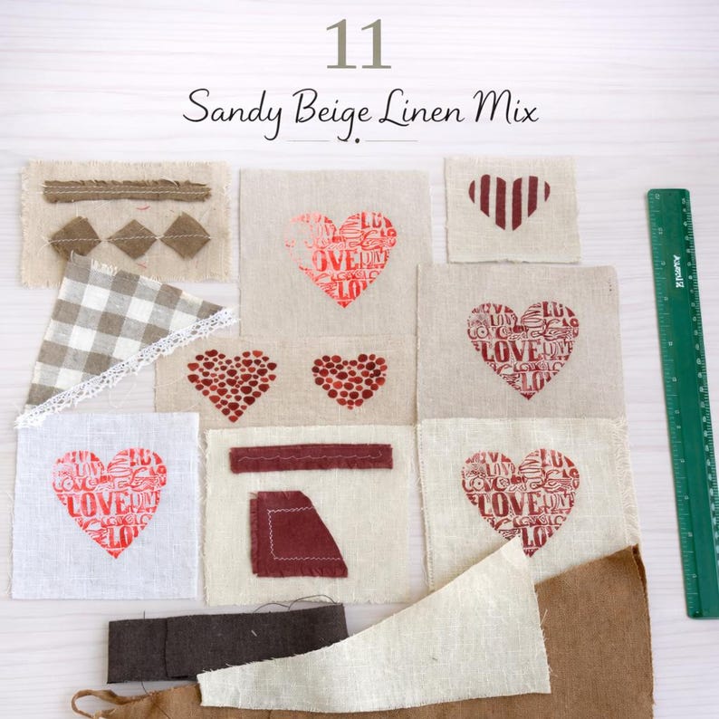 Linen Scrap Bundle – Rustic Fabric Pieces for Junk Journal, Slow Stitching & Textile Collage – Choose Your Set 11