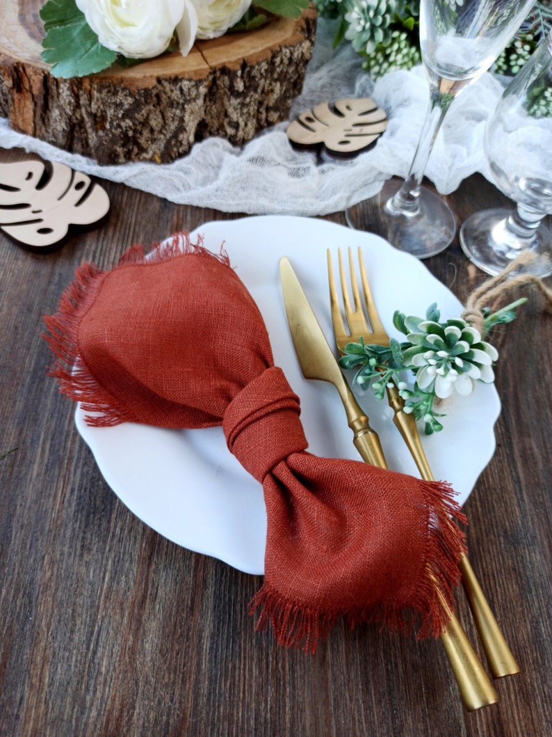 Wedding Napkins Linen Burnt Orange Napkins Natural Softened Etsy