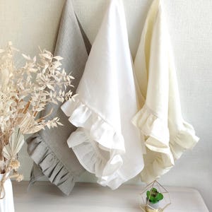 Soft linen kitchen towels, Ruffled Tea Towel set, Linen Dish Towel, Farmhouse Tea Towels Bulk, Custom Hand Towel, Perfect Housewarming Gift