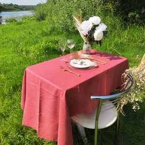 Washed linen tablecloth 40 colors, Wedding large table cloth, Washed soft linen tablecloth, Custom size zdjęcie 5