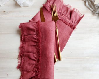 Soft linen hand towel, Ruffled linen tea towel, Linen kitchen towels bulk, Natural linen dishclothes, Natural Linen towel kitchen decor