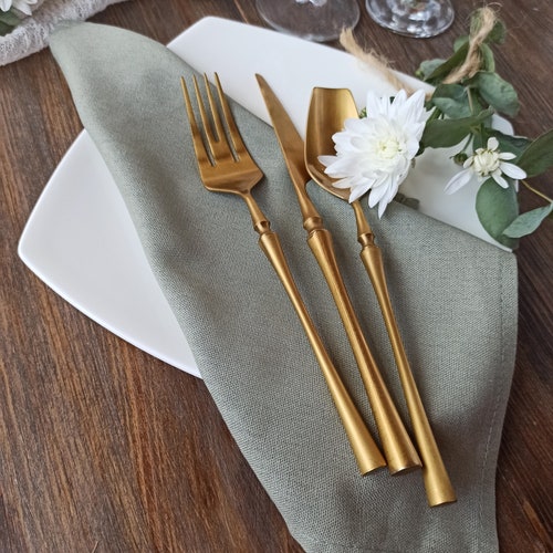 Cloth Napkin Set Linen Viskose Sage Green Napkins Linen Etsy