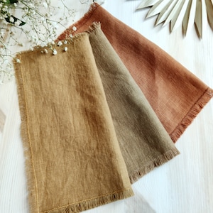 linen napkins fringed for wedding table decor, Wedding dinner napkins, Сloth napkins for farmhouse decor, Cocktail custom napkins bulk