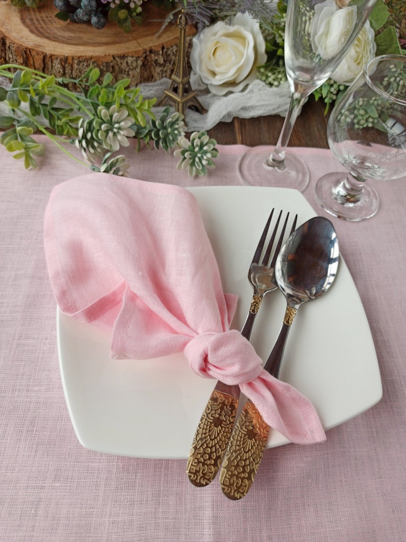 Light Pink Linen Napkins Cloth Napkins for Wedding Washed Etsy
