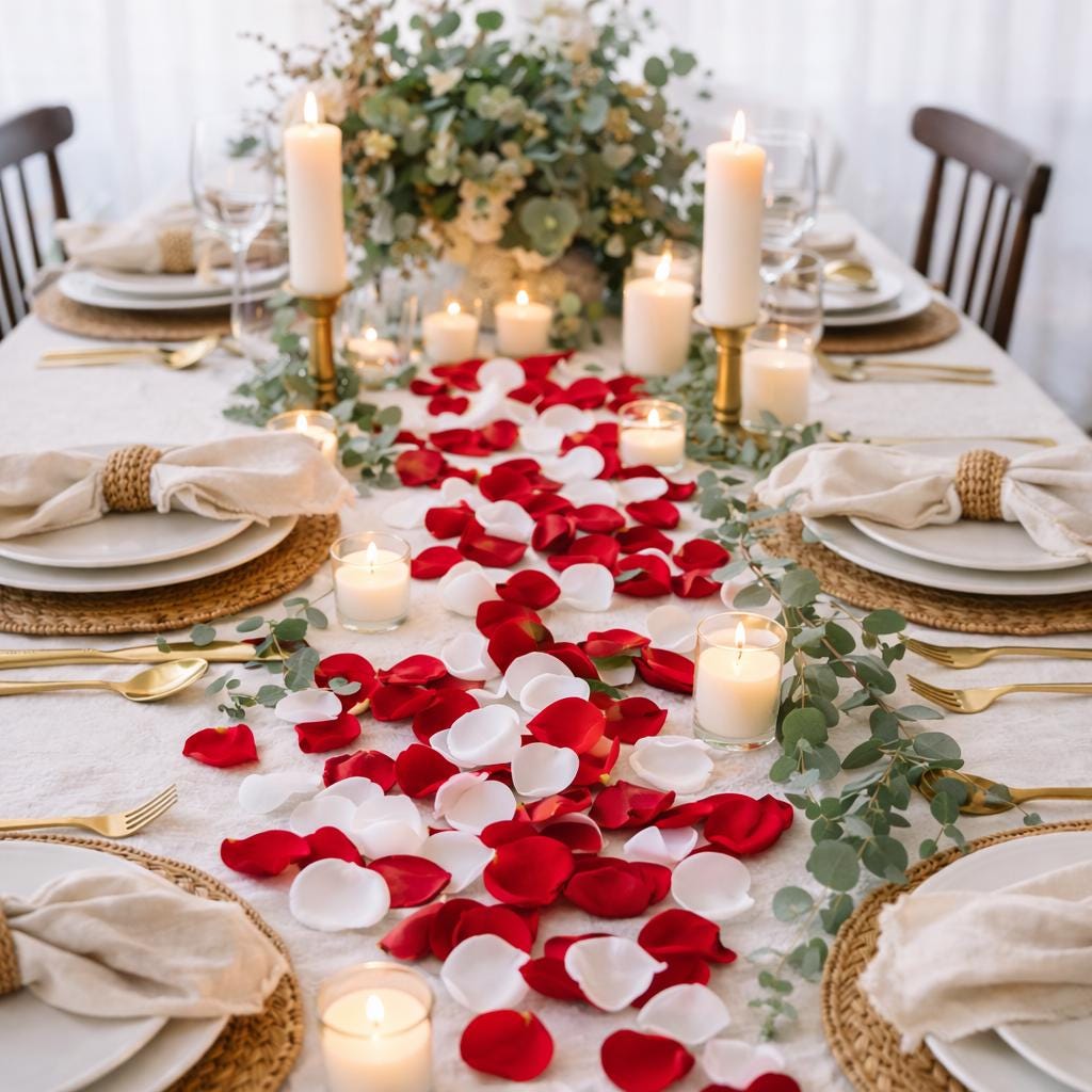White and Burgundy Rose Petals